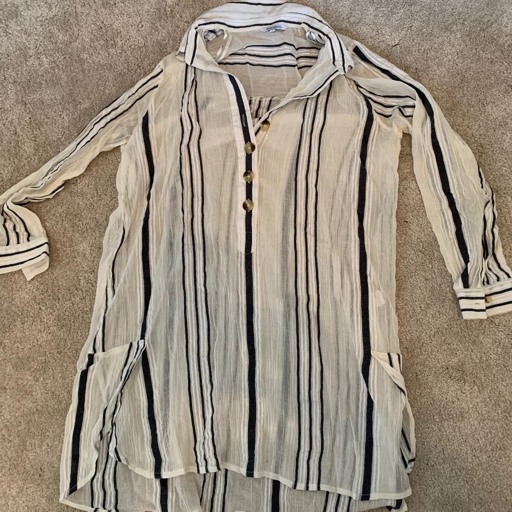 Oversized Navy/White beach cover up